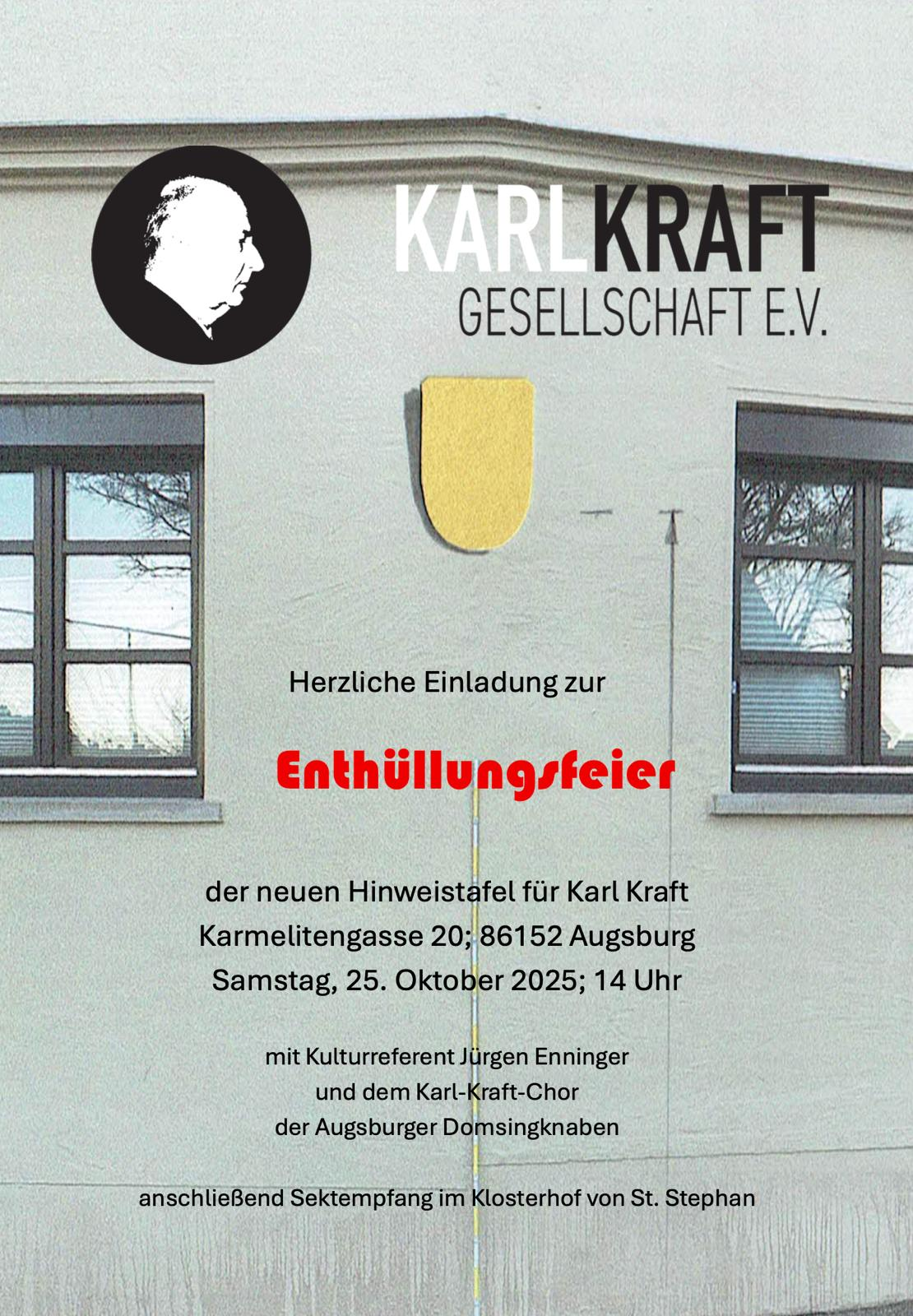 Enthüllung Hinweistafel Karl Kraft in Augsburg